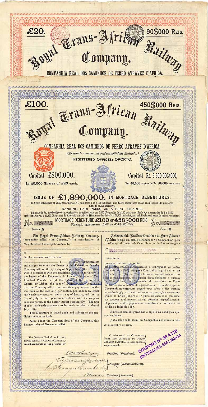 Royal Trans-African Railway Co. (Cia. Real dos Caminhos de Ferro Atravez dAfrica S.A.) (2 Stcke)